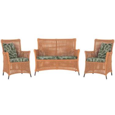 Imagem de Jogo Sofá e 2 Poltronas de Área Igapó Alumínio Pintura Marrom Corda Ná