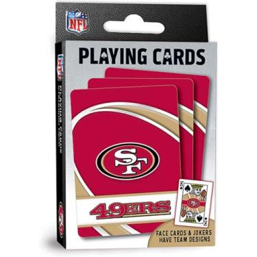 Imagem de MasterPieces - Baralho da NFL, baralho de futebol americano San Franciso 49ers oficialmente licenciado, jogos familiares para adultos e crianças, índice padrão
