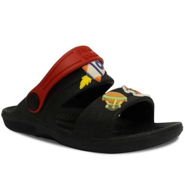 Imagem de Sandalia Papete Infantil Nº 21 ao 32 Babuche Masculino Menino Leve Macio Moda Escolar Aereo 15.21 (Preto-Vermelho, BR, Criança de 1 a 3 anos, Numérico, 24)