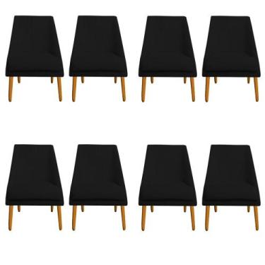 Imagem de Kit 08 Cadeiras Para Sala de Jantar Ana Pés Palito Veludo Preto - D'Cl