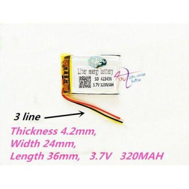 Imagem de Bateria 3 Fios 3,7v 320mah 4mm X 25mm X 35mm - KMIG