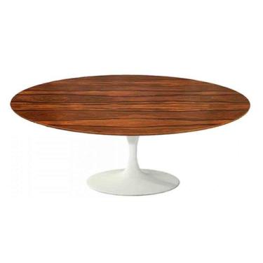 Imagem de Mesa de Centro Saarinen 46cm Oval Pau Ferro 135x90cm - Base Branca - m