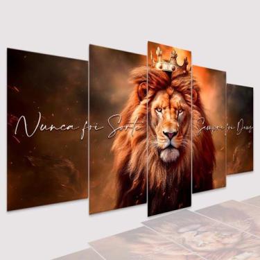 Imagem de Quadros Decorativos mosaico Leão Coroa Dourada - Dropx4