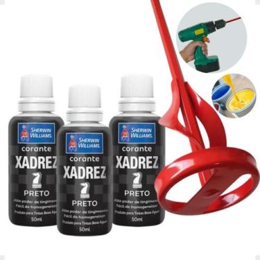 Imagem de Corante Líquido Bisnaga 3 Unidades + Misturador de Tinta - Xadrez,  Pr