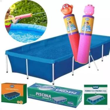 Imagem de Kit Completo Piscina 3000l Mor + Capa +forro + 2 Lança Agua, VERMELHO 