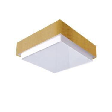Imagem de Plafon Quadrado Vivare Md-3090 Cúpula em Tecido 45x45cm - Bivolt, Palh