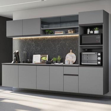 Imagem de Armário de Cozinha Completa Suspenso 300cm Cinza Nice Madesa 03 XV