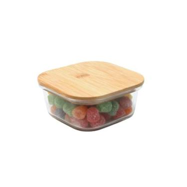 Imagem de Pote de vidro 550ml com tampa de bambu hermético quadrado - Tud, U, NA