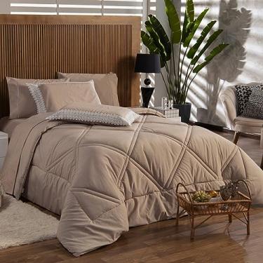 Imagem de Kit Edredom Cobertor CASAL PADRÃO 03 Peças Liso Florença Guipir Dupla Face com Fronhas - Percal Algodão 200 Fios Toque Macio Cheio Grosso (Caqui)