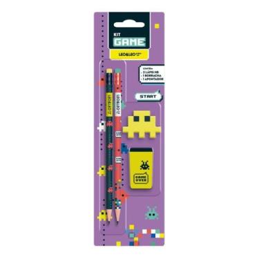 Imagem de Kit Escolar Infantil Lápis Hb Borracha Apontador Volta Aulas - compact