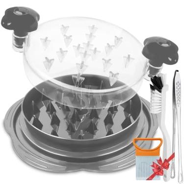 Imagem de Triturador de frango grande, multifuncional, triturador de peito de frango com pincel e suporte de cebola para fatiar e pinça de cozinha, triturador de carne para peito de frango e vegetais (cinza)