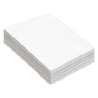 Imagem de ZAYOUAU 100 folhas de papel para aquarela, 21,6 x 28 cm, algodão branco, feito à mão, 300 g/m², papel texturizado áspero, borda para aquarelas, convites de casamento/cartões/artesanato