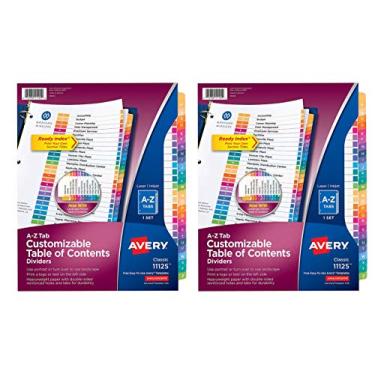 Imagem de Divisórias de índice Avery Ready, 26 abas (11125), Multi Color, 2 Pack
