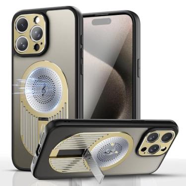 Imagem de HPQWN Para iphone16 15 14 Pro Max Capa de telefone com suporte magnético aromático PC fosco, proteção antiqueda à prova de choque, capa traseira dourada, para iPhone 16 Pro