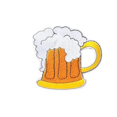 Imagem de TH88 Caneca de cerveja Happy Cheers com remendos caneca de vidro de cerveja alcoólica bebida fria com logotipo fofo dos desenhos animados 1 costura ferro em aplique bordado crachá sinal remendos