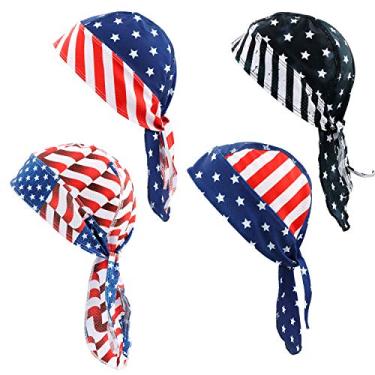 Imagem de GUIFIER Pacote com 4 do Rag/Dew Rag – Touca de caveira absorvente de suor – Bandana e cabeça de motocicleta – Forro de capacete refrescante para homens e mulheres