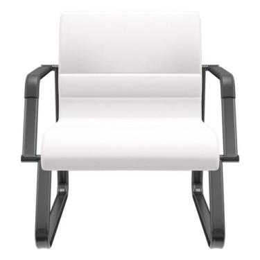 Imagem de Cadeira de Escritório Recepção com Braço Fixa Preta Lev P03 Vinil Bran