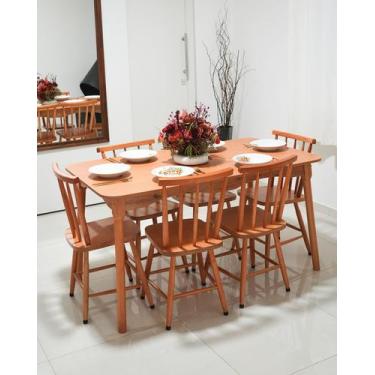 Imagem de Jogo De Jantar Colonial Clássico Mesa 140x80 6 Cadeiras Todo Mel Cozin