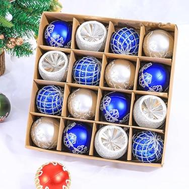 Imagem de Decorazioni dell'albero di Natale, 16 PZ Set di ornamenti Della sfera di Natale, Degli ornamenti di Natale Balls Shatterproof Hanging Ornaments Kit (A - Azul cinzento prateado)