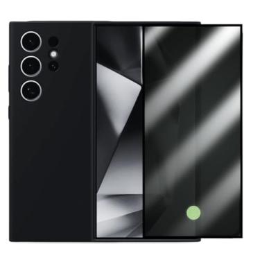 Imagem de Capinha Aveludada e Película de Privacidade 3D para Samsung Galaxy S24 Ultra, Capinha Preta Premium e Película Anti-Espião