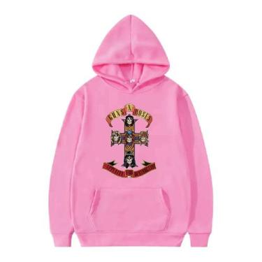 Imagem de Blusa Moletom Canguru Flanelado Casual Guns NRoses - Markelly, Rosa ne