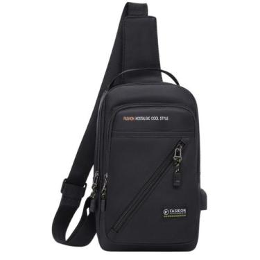 Imagem de Mochila de Ombro Transversal Compacta Unilateral USB Trava de Código R