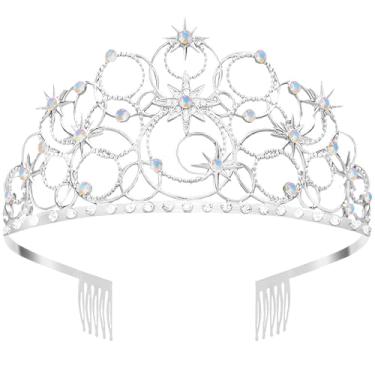 Imagem de Civlory Tiaras de coroa de princesa para mulheres, fantasia estelar para meninas, chapéu Wicth, acessórios para lembrancinhas de festa de Halloween, roupas para adultos