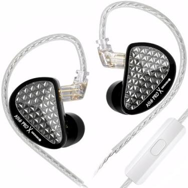 Imagem de Fones de ouvido intra-auriculares KZ AS16 PRO X – 16 drivers de armadura equilibrada nos ouvidos, fones de ouvido profissionais IEM para músicos e cantores (com microfone, preto)