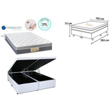 Imagem de Conjunto Box Baú Casal King + Colchão Sankonfort Sleep Fresh 193x203x7