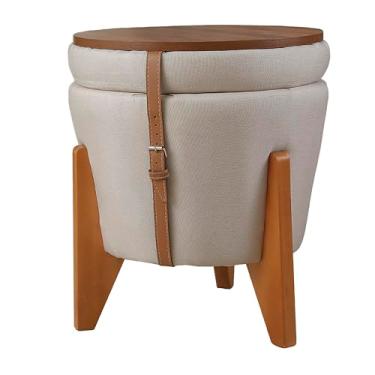 Imagem de Puff Multiuso Luxo Assento Sala TV 3 em 1 Baú e Mesa de Centro (Bege)