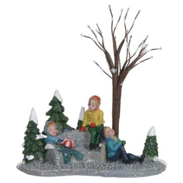 Imagem de Cenário Vila Natalina Crianças Brincando na Neve em Resina - Florarte