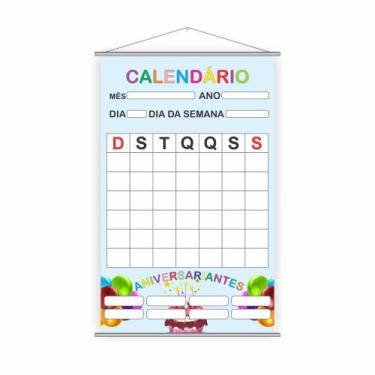 Imagem de Banner Escolar Calendário + Aniversariantes 80x50cm - PlimShop