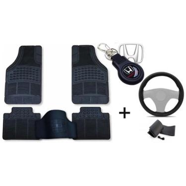 Imagem de Kit Tapete de Borracha + Capa de Volante + Chaveiro para Honda HR-V 20