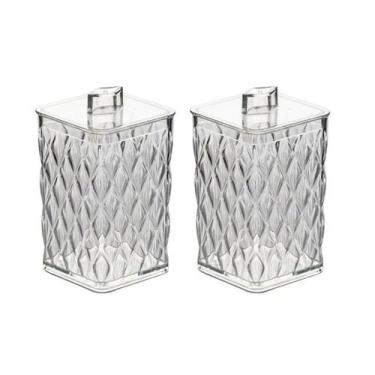 Imagem de 2 Porta Algodão Cotonete Glamour Banheiro Lavabo Acrilico - Plasútil