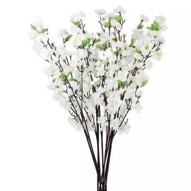 Imagem de Kit 10 Buquê Galho Flores Pessegueiro Branco Artificial - La Caza Stor