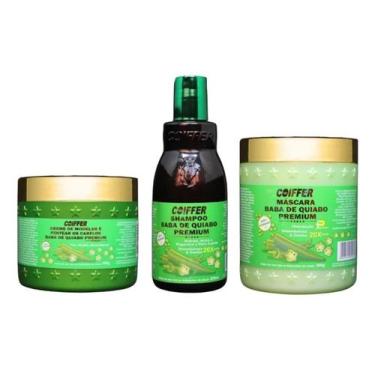 Imagem de Kit Babá de Quiabo Coiffer 3itens Hidrata Nutri e Reestrutura Desembar