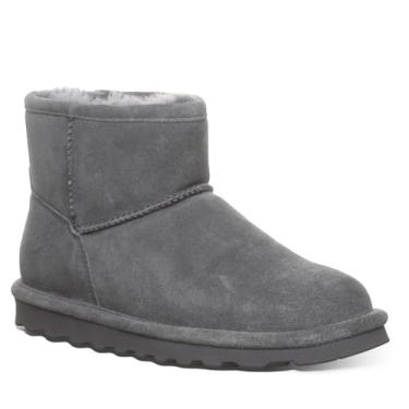 Imagem de BEARPAW Alyssa feminina várias cores | Bota feminina no tornozelo | Bota feminina sem cadarço | Bota de inverno confortável, Carvão, 38