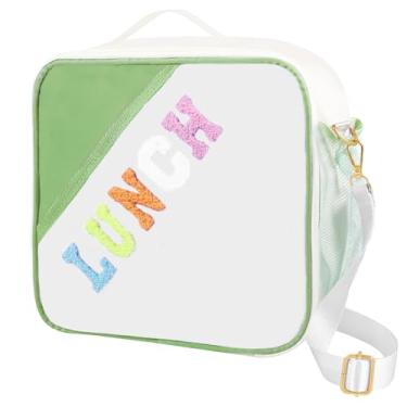 Imagem de Nsrzua Lancheira infantil, lancheira isolada com alça de ombro ajustável, lancheira reutilizável para crianças, meninas, meninos, lancheira para escola, viagem, piquenique (verde)