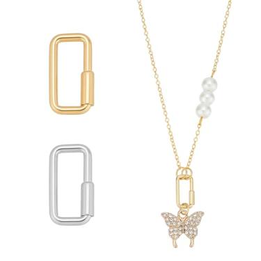 Imagem de UNICRAFTALE 2 peças, 2 cores, prata esterlina 925, mosquetão, fecho de bloqueio retangular, dourado, 13,5 mm de comprimento, chaveiro de metal, gancho rápido para acessórios de fabricação de joias