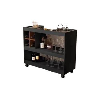 Imagem de Aparador Bar Buffet Para Sala Com Adega E Rodízios 4050(Preto/Ameirado)