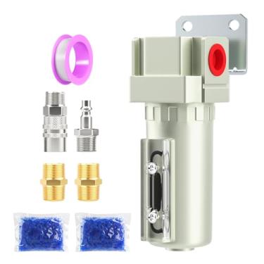 Imagem de BOGERDACK Secador dessecante de ar comprimido de grau industrial NPT de 1,27 cm, separador de água e umidade, tigela de poliéster, para spray de tinta e cortador de plasma