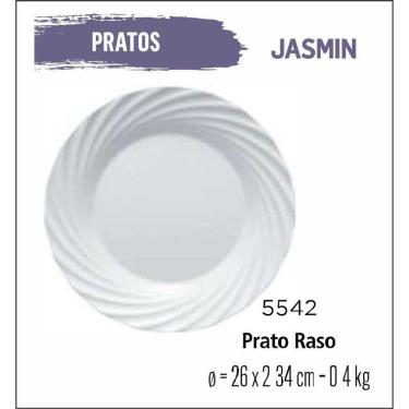 Imagem de Jogo 06 Pratos Jasmin Raso Jantar - Almoço - 25Cm Branco