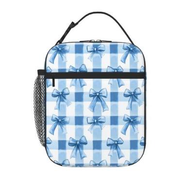 Imagem de Lancheira SUPLUCHOM Blue Bows Check Insulated Bento Box Cooler