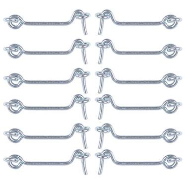 Imagem de uxcell Gancho de cabine de 6 cm, ganchos de privacidade com trava de olho, acabamento de revestimento de fechadura para portão, janela deslizante, celeiro, porta de celeiro, pacote com 12
