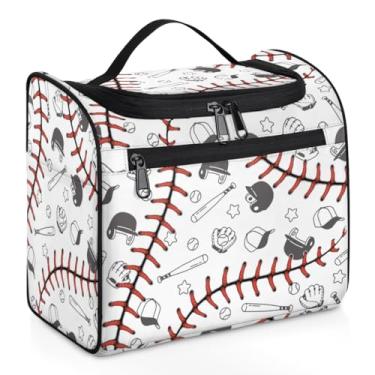 Imagem de Hanxuanyifan Bolsa de higiene para pendurar, bolsa de maquiagem para mulheres, homens, viagem, cosméticos, kit organizador para acessórios, cosméticos, itens essenciais de viagem, Baseball