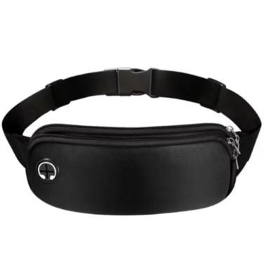 Imagem de Pochete Esportiva Preta para Corrida e Fitness, Cinto Ajustável com Múltiplos Compartimentos