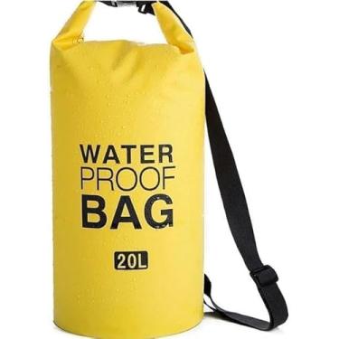 Imagem de Mochila Impermeável 20L – Bolsa Saco Estanque Resistente para Camping, Trilhas, Esportes Aquáticos e Aventuras Outdoor | AMARELO