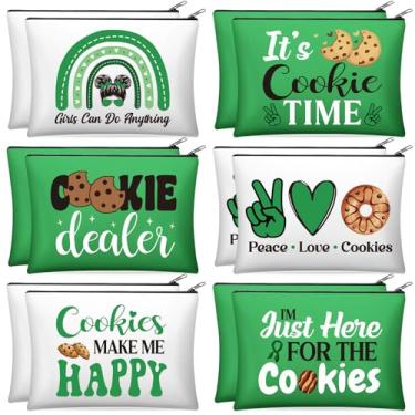 Imagem de Reginary 12 peças de bolsas de maquiagem presentes a granel para mulheres musicais Broadway cosméticos bolsa com zíper, Verde