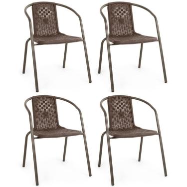 Imagem de Kit 4 Cadeiras Com Braço Indaiá Em Polipropileno - Marrom