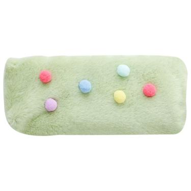 Imagem de Estojo de lápis de pelúcia com pompons coloridos, grande capacidade